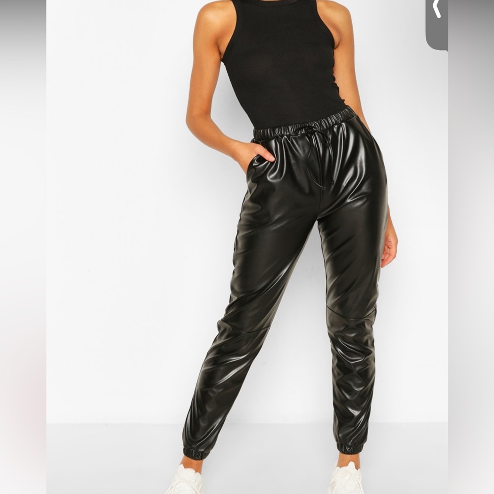 Tall faux leather joggers